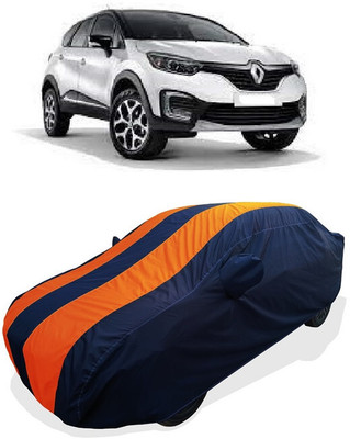 Coxtor Car Cover For Renault Captur Platine Petrol Dual Tone (With Mirror Pockets)(Orange)