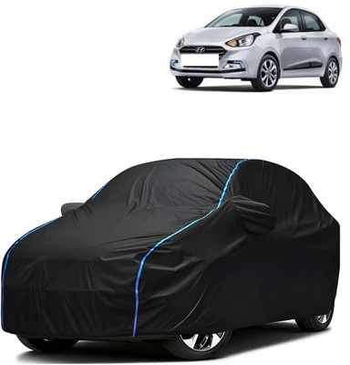 WSK Car Cover For Hyundai Xcent (With Mirror Pockets)(Black, Blue)