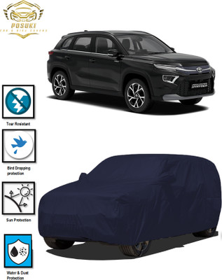POSUKI Car Cover For Toyota Urban Cruiser Hyryder (With Mirror Pockets)(Blue)