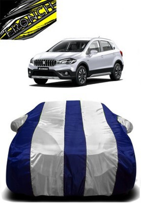 FRONCH Car Cover For Chevrolet Beat (With Mirror Pockets)(White, Blue)