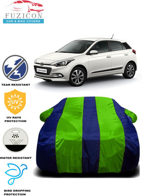 FUZICON Car Cover For Hyundai Elite i20 (With Mirror Pockets)(Green, Blue)