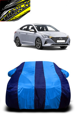 FRONCH Car Cover For Hyundai Verna 1.6 CRDI AT SX Option (With Mirror Pockets)(Blue)