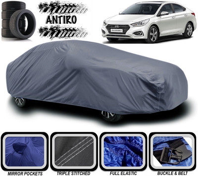 ANTIRO Car Cover For Hyundai Fluidic Verna (With Mirror Pockets)(Grey)