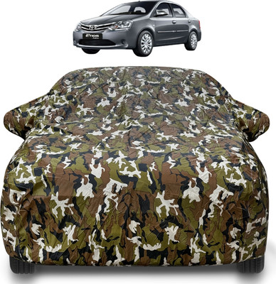 Auto Hub Car Cover For Toyota Etios (With Mirror Pockets)(Brown)