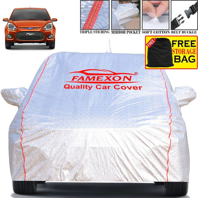 FAMEXON Car Cover For Ford Figo (With Mirror Pockets)(Silver)