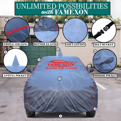 FAMEXON Car Cover For Mahindra XUV 300 (With Mirror Pockets)(Grey)