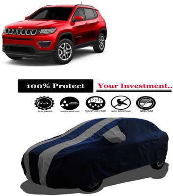 Amexride Car Cover For Jeep Compass 1.4 Sport Plus Petrol (With Mirror Pockets)(Grey)