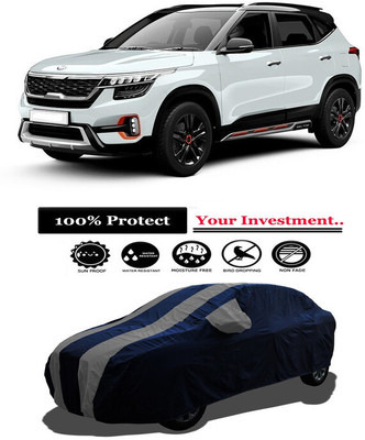Amexride Car Cover For Kia Seltos HTX 1.5 Dual Tone (With Mirror Pockets)(Grey)