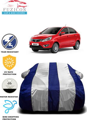 FUZICON Car Cover For Tata Zest (With Mirror Pockets)(White, Blue)