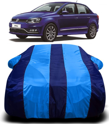 Swarish Car Cover For Volkswagen Ameo (With Mirror Pockets)(Black, Blue)