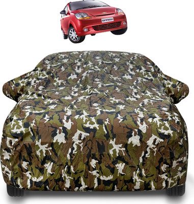 Auto Hub Car Cover For Chevrolet Spark (With Mirror Pockets)(Brown)