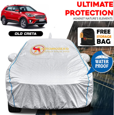 AUTOMOZEXO Car Cover For Hyundai Creta (With Mirror Pockets)(Silver)