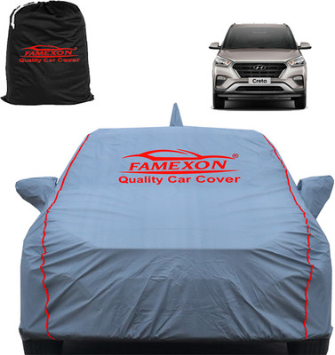 FAMEXON Car Cover For Hyundai Creta (With Mirror Pockets)(Grey)