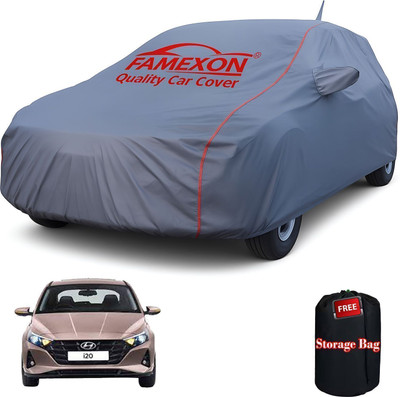 FAMEXON Car Cover For Hyundai i20, i20 Active SX Petrol, i20 Magna, i20 Sportz (With Mirror Pockets)(Grey)