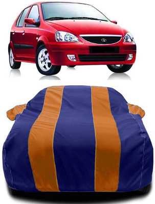 Autoprime Car Cover For Tata Indica V2 (With Mirror Pockets)(Orange, Blue)
