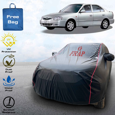 Frap Car Cover For Hyundai Accent, Accent 1.5i, Accent 1.6i, Accent GLX, Accent GTX (With Mirror Pockets)(Black, Red)