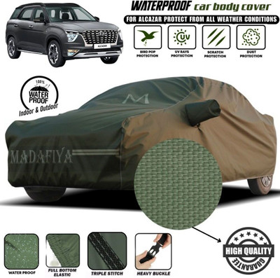 MADAFIYA Car Cover For Hyundai Alcazar (With Mirror Pockets)(Green, For 2022, 2023, 2024 Models)