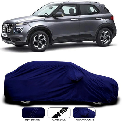GOSHIV-car and bike accessories Car Cover For Hyundai Venue (With Mirror Pockets)(Blue)