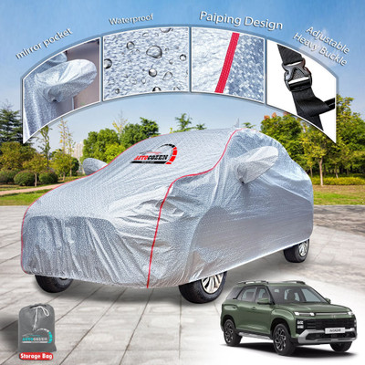 AUTOCOZEN Car Cover For Hyundai Alcazar (With Mirror Pockets)(Silver)
