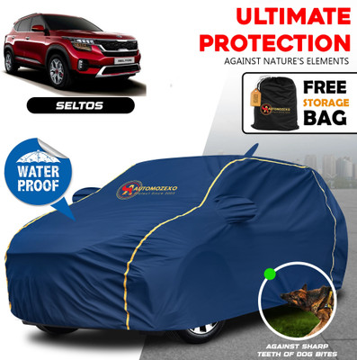 AUTOMOZEXO Car Cover For Kia SELTOS (With Mirror Pockets)(Blue)