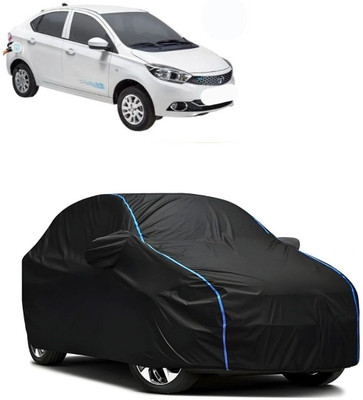 Autohaux Car Cover For Tata Tigor (With Mirror Pockets)(Black, Blue)