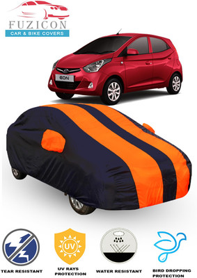 FUZICON Car Cover For Hyundai Eon (With Mirror Pockets)(Orange, Blue)