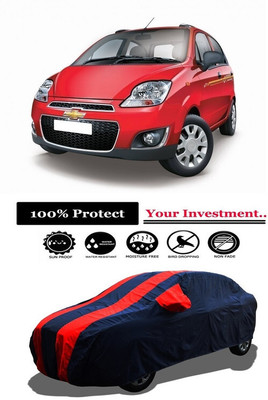Amexride Car Cover For Chevrolet Spark (With Mirror Pockets)(Red)