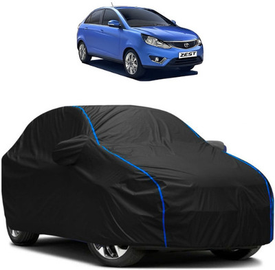 Autohaux Car Cover For Tata Zest (With Mirror Pockets)(Black, Blue)