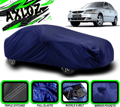 AXLOZ Car Cover For Hyundai Accent (With Mirror Pockets)(Blue)