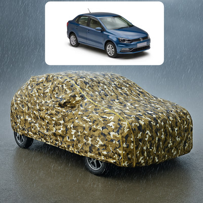 PAGORA Car Cover For Volkswagen Ameo (With Mirror Pockets)(Yellow, White)