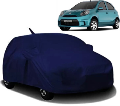 AXLOZ Car Cover For Nissan Micra Active (With Mirror Pockets)(Blue)
