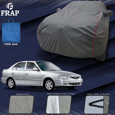 Frap Car Cover For Hyundai Accent, Accent 1.5i, Accent 1.6i, Accent GLX, Accent GTX (With Mirror Pockets)(Grey, Red)