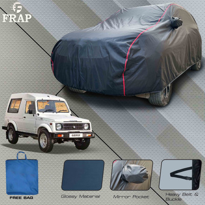 Frap Car Cover For Maruti Suzuki Gypsy, Gypsy 1000 (With Mirror Pockets)(Grey, Red)