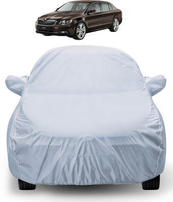 MOCKHE Car Cover For Skoda Superb (With Mirror Pockets)(Silver)