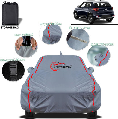 AUTOBIRSA Car Cover For Hyundai Venue (With Mirror Pockets)(Grey)