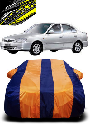 FRONCH Car Cover For Hyundai Accent (With Mirror Pockets)(Orange, Blue)