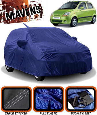 MAVENS Car Cover For Chevrolet Spark (With Mirror Pockets)(Blue)