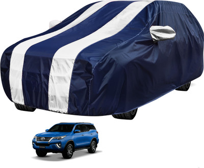 Auto Hub Car Cover For Toyota New Fortuner (With Mirror Pockets)(Blue, White)