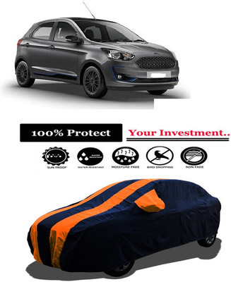 Amexride Car Cover For Ford Figo Titanium Blu Petrol (With Mirror Pockets)(Orange)