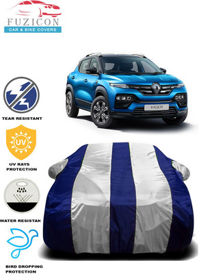 FUZICON Car Cover For Renault Kiger (With Mirror Pockets)(White, Blue)