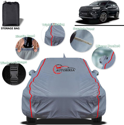 AUTOBIRSA Car Cover For Jeep Jeep, Compass 1.4 Limited, Compass 1.4 Limited Option (With Mirror Pockets)(Grey, For 2017 Models)