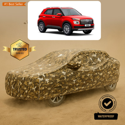 CODOKI Car Cover For Hyundai Venue (With Mirror Pockets)(Yellow, White)