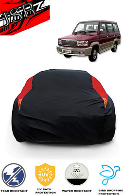 J S R Car Cover For Toyota Qualis (With Mirror Pockets)(Red, Black)