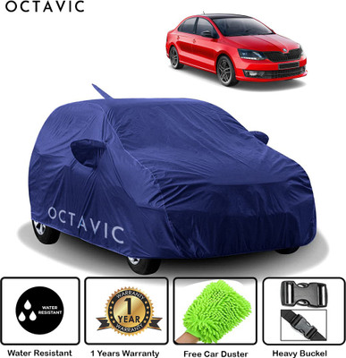 octavic Car Cover For Skoda Rapid (With Mirror Pockets)(Blue)