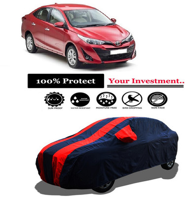 Amexride Car Cover For Toyota Yaris V CVT Petrol (With Mirror Pockets)(Red)