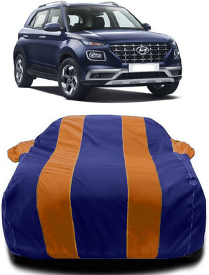 Autoprime Car Cover For Hyundai Venue (With Mirror Pockets)(Orange, Blue)