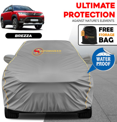 AUTOMOZEXO Car Cover For Maruti Vitara Brezza, Vitara Brezza ZXI Plus Petrol, Vitara Brezza VXI AT Petrol (With Mirror Pockets)(Grey)