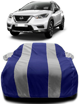 Autoprime Car Cover For Nissan Kicks (With Mirror Pockets)(White, Blue)