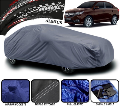 ALMICS Car Cover For Honda Amaze (With Mirror Pockets)(Grey)