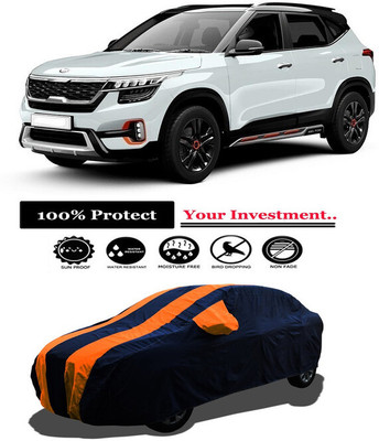 Amexride Car Cover For Kia Seltos HTX 1.5 Dual Tone (With Mirror Pockets)(Orange)
